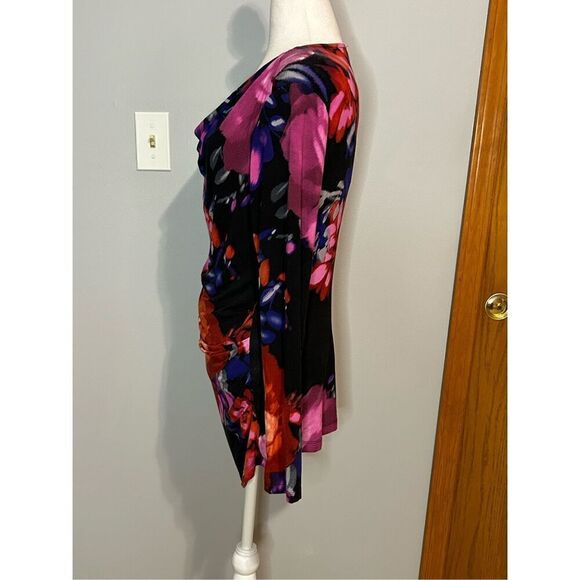 š Adrianna Papell floral cowl drapeāneck knit top sizeā L BIN P - Picture 3 of 11